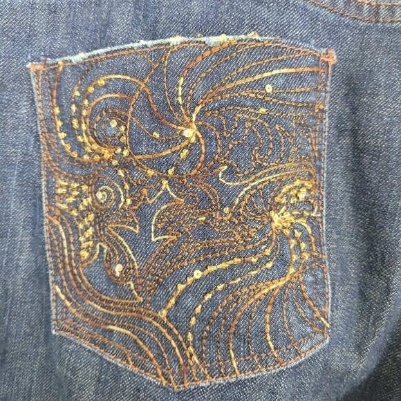 Vintage Buffalo David Bitton Sz 30 Poem Jeans Low Rise Wide Leg Dark Dingy Wash - Picture 10 of 11